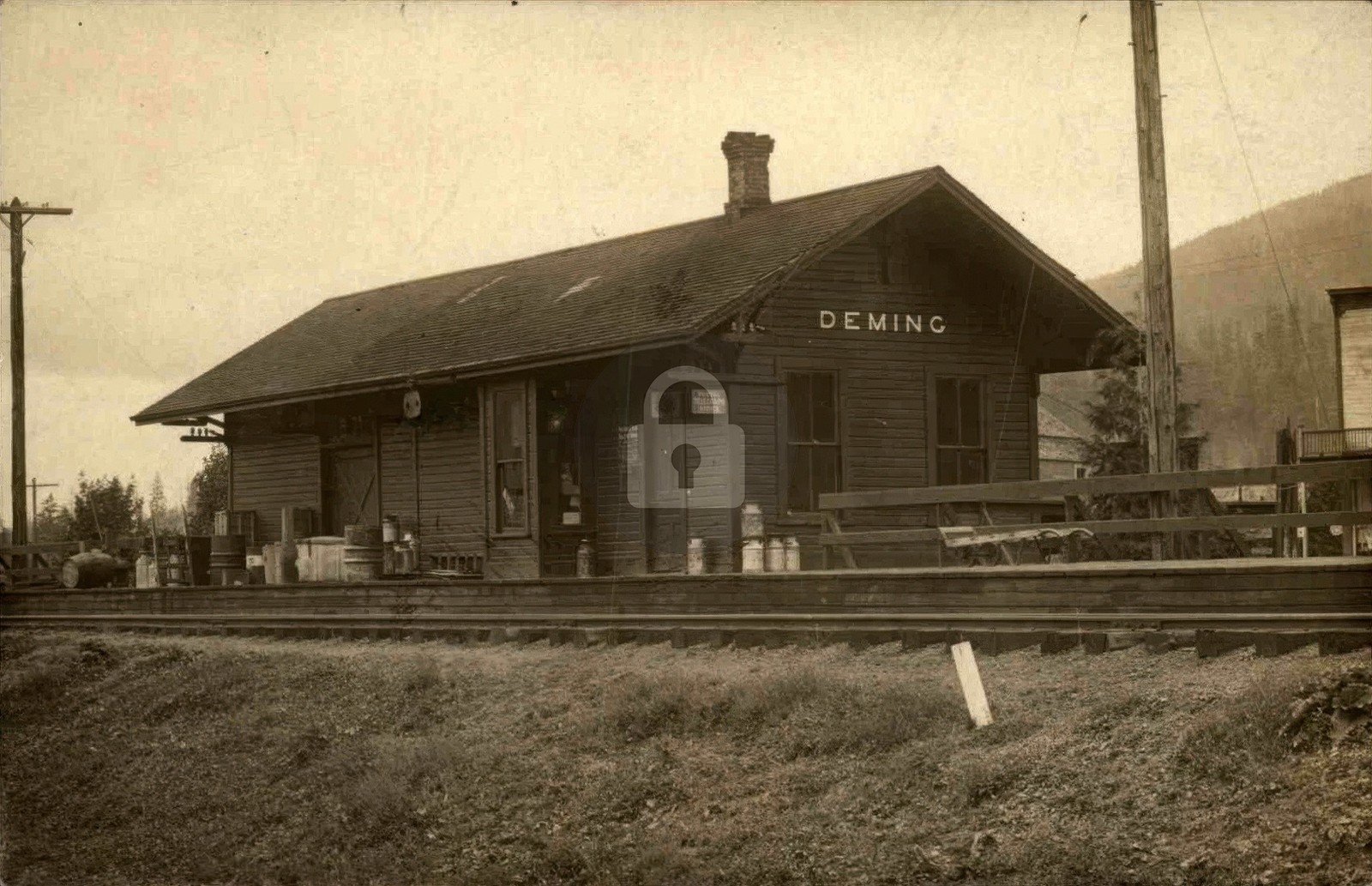 Deming WA Washington Train Station Depot c1910 RPPC Photo Postcard COPY