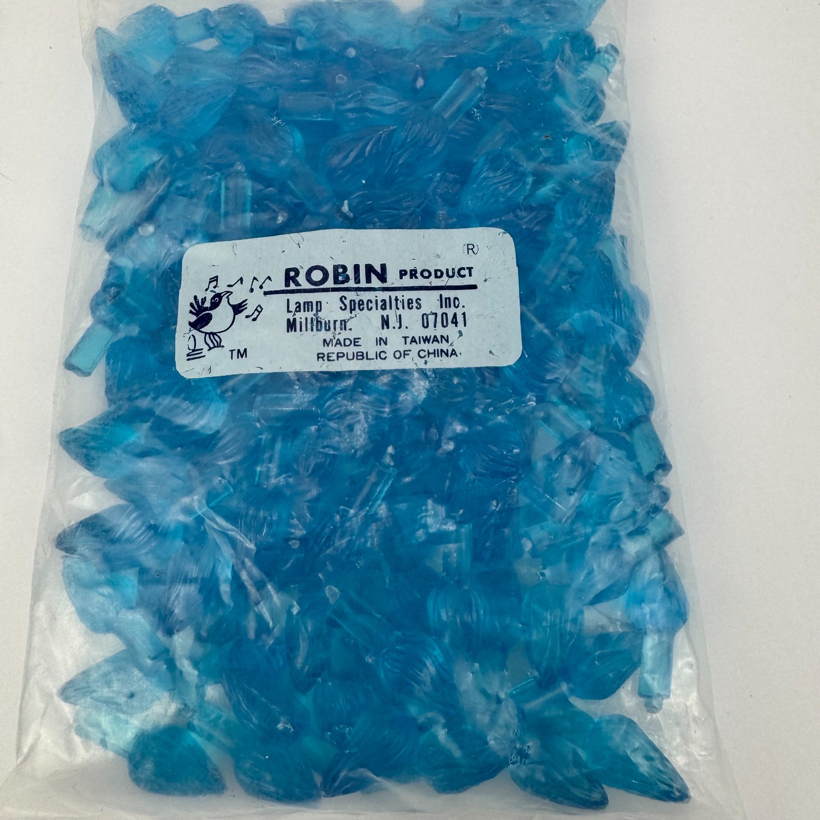 VTG Robin Blue Aqua Medium Twist Ceramic Christmas Bulbs Lights Peg 144pcs 1in