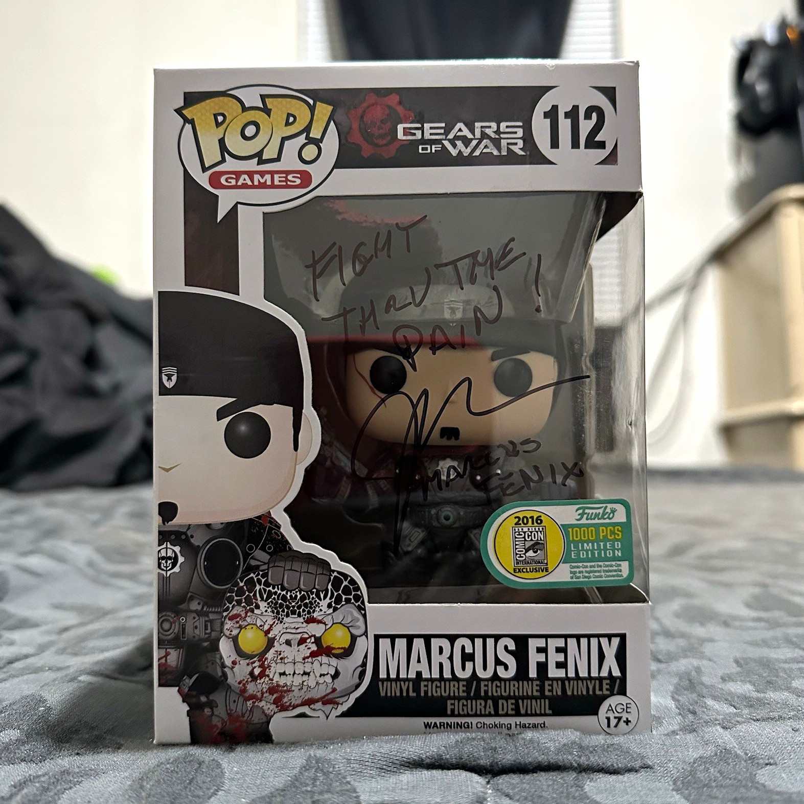Funko Pop Marcus Fenix #112 Gears of War SDCC 2016 1000pc Signed John DiMaggio