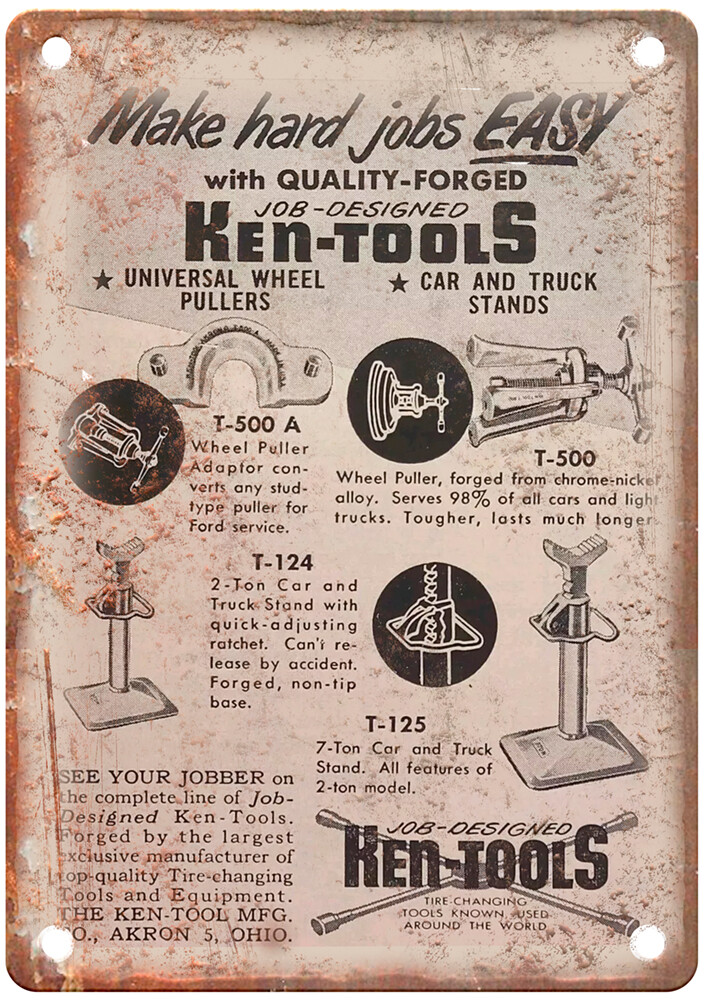 Vintage 1956 Ken-Tools Akron OH Ad Reproduction Metal Sign Z285