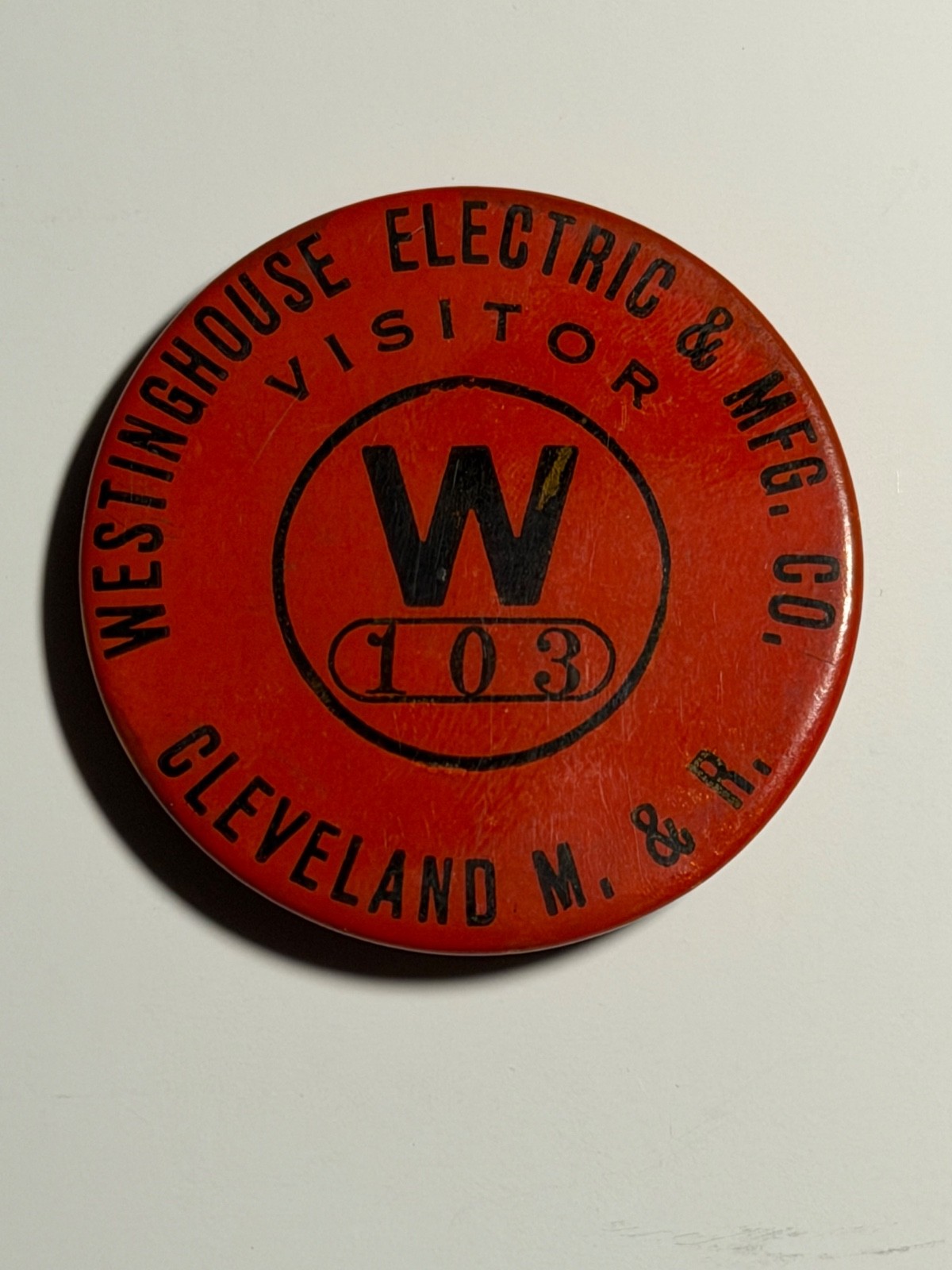 Westinghouse Electric & Mfg. Co. Cleveland M. & R. Visitor badge