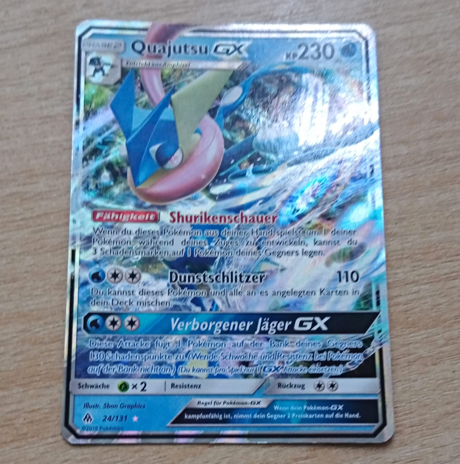 Pokemon TCG Quajutsu GX 24/131 Forbidden Light Holo German 230 CP