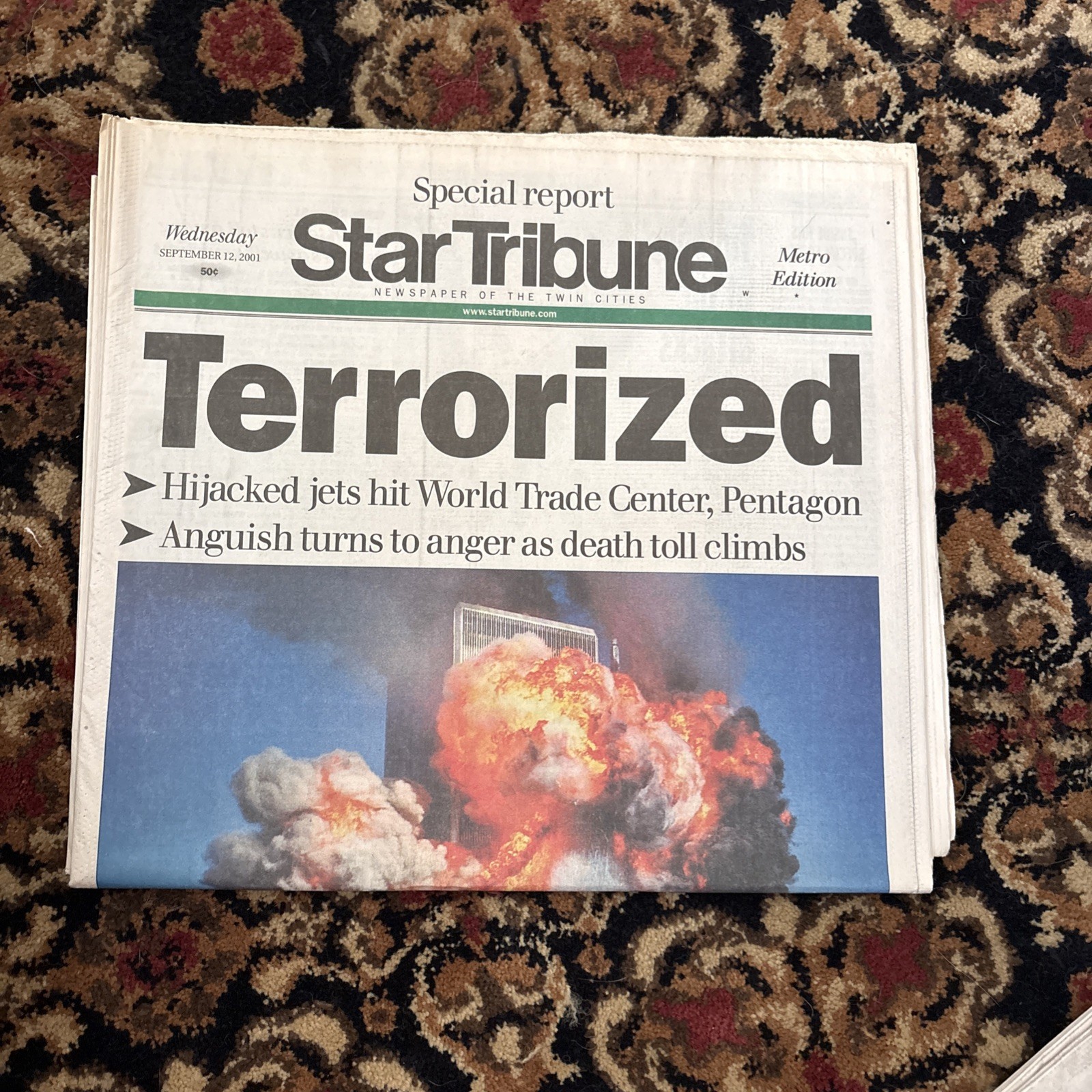 Vintage “Star Tribune” September 11, 2001 Newspaper On 9/11 Attack