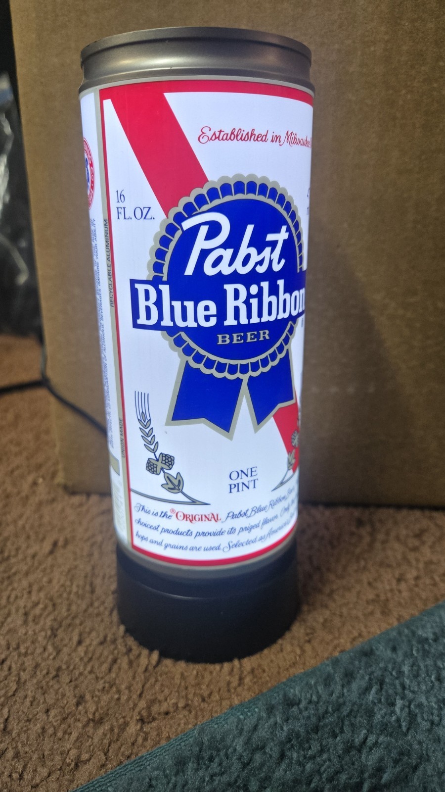  Vintage 2011 Pabst Blue Ribbon PBR Illuminated Light Up Beer Cans, NOS
