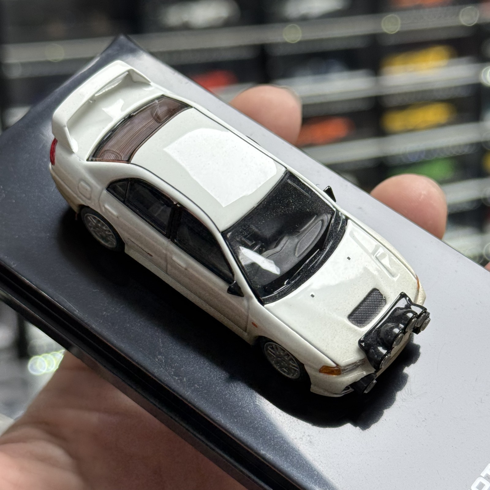 1:64 Diecast Alloy Model Lancer Evo IV Muddy Rally Livery Opening Hood