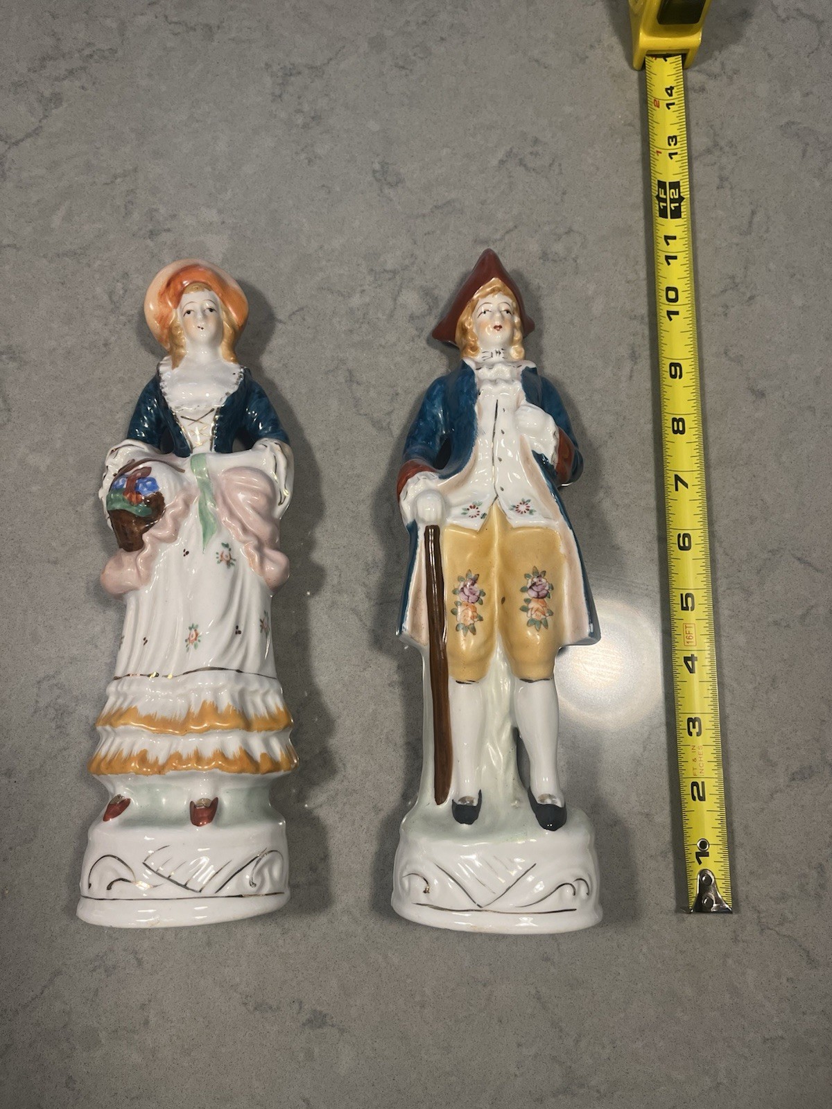 Vintage Porcelain  Occupied Japanese Figurines  11” Lot Of 2