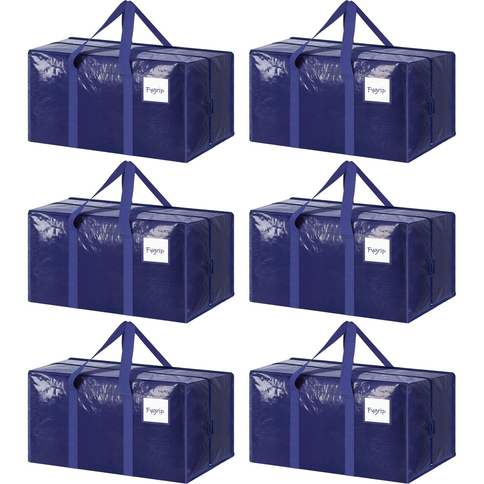 FYGRIP 6 Pack Extra Heavy Duty Large Moving Bags Strong Zipper & Comfortable