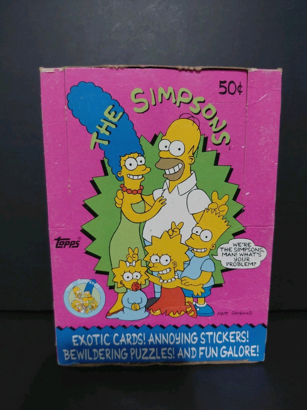 1990 Topps Simpsons Wax Packs Full Box Of 36 Including 2 Bartman Packs On Top