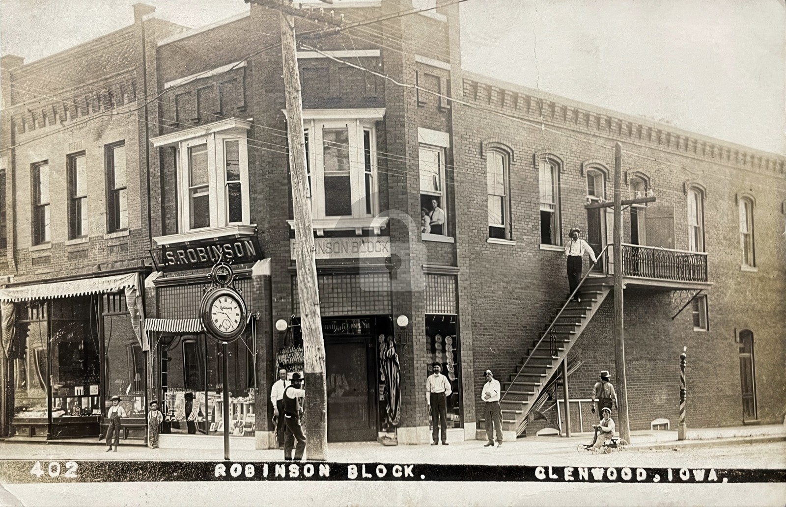 Glenwood Iowa Stores on Main Street c1910 Robinson Blk RPPC Photo Postcard COPY