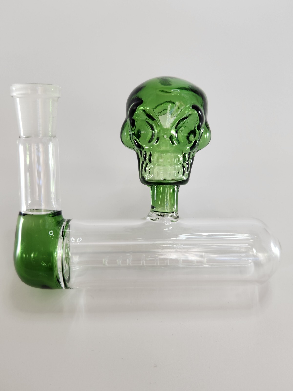 Hookah Tobacco Ash catcher Inline Perc Skull Face Design 45* Green Male 14mm