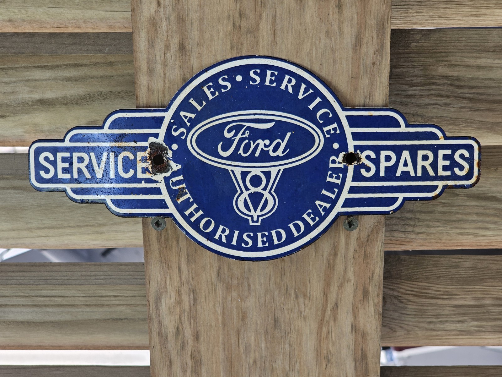 VINTAGE 1950\'S FORD SALES & SERVICE PORCELAIN SIGN 