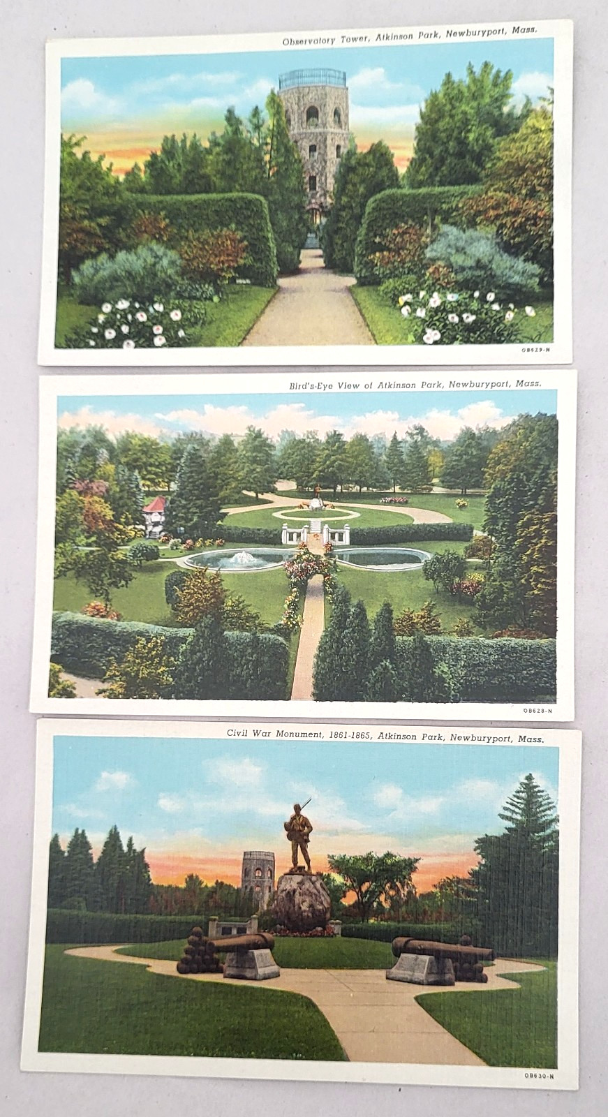 3 VTG NEWBURYPORT MA PC Views ATKINSON PARK inc AERIAL Teich Archives MINT