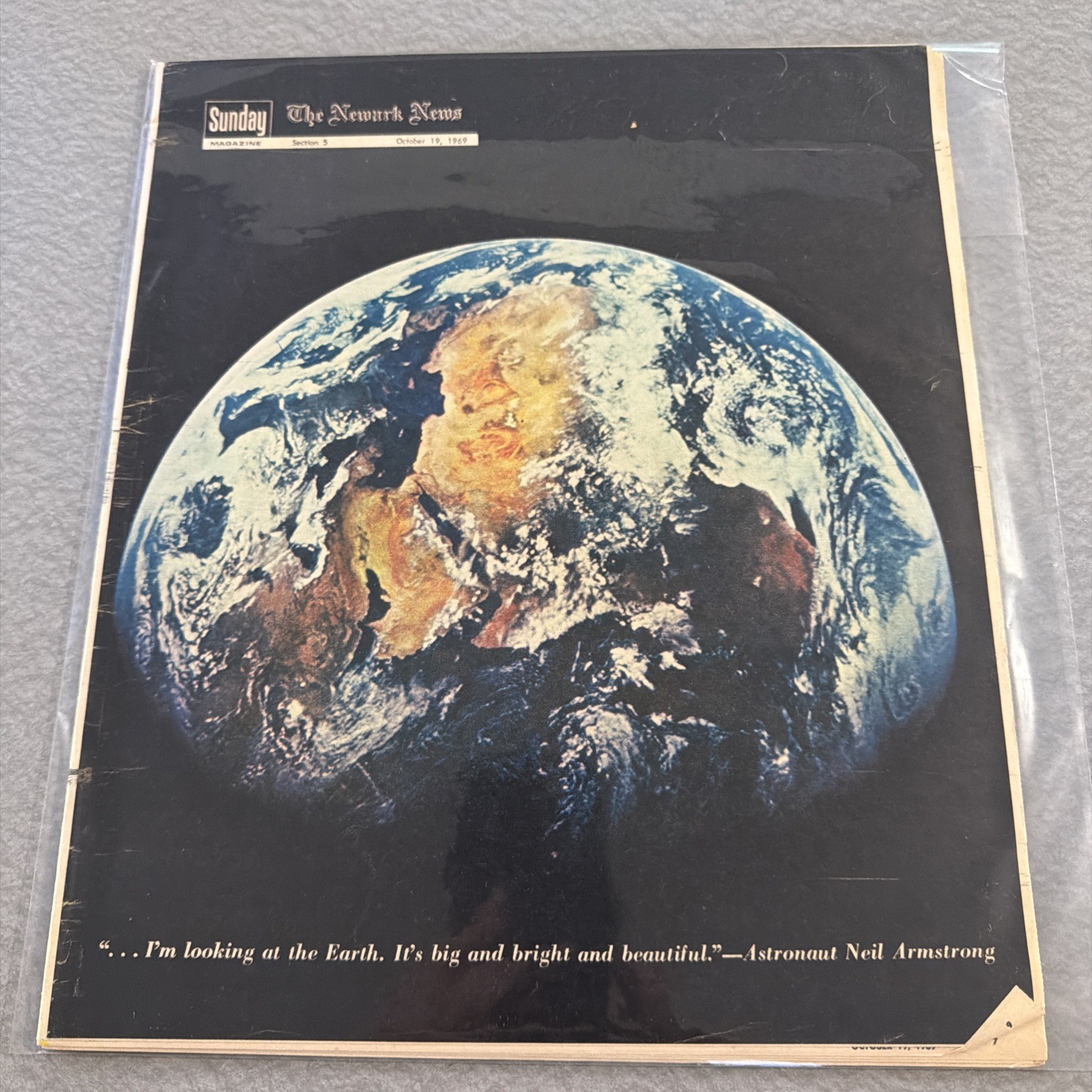 Vintage Oct 19, 1969 Newark News Sunday Magazine Planet Earth Apollo 11