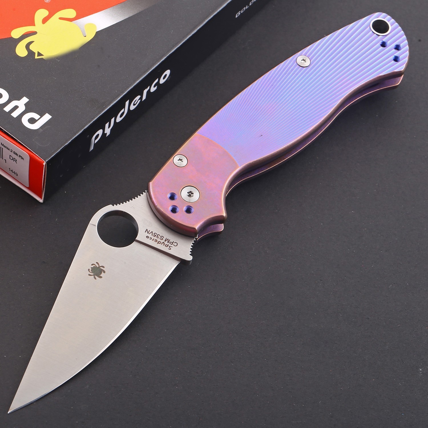 Para Military Purple Anodized Titanium Handle Tactical Folding Pocket Knife C95