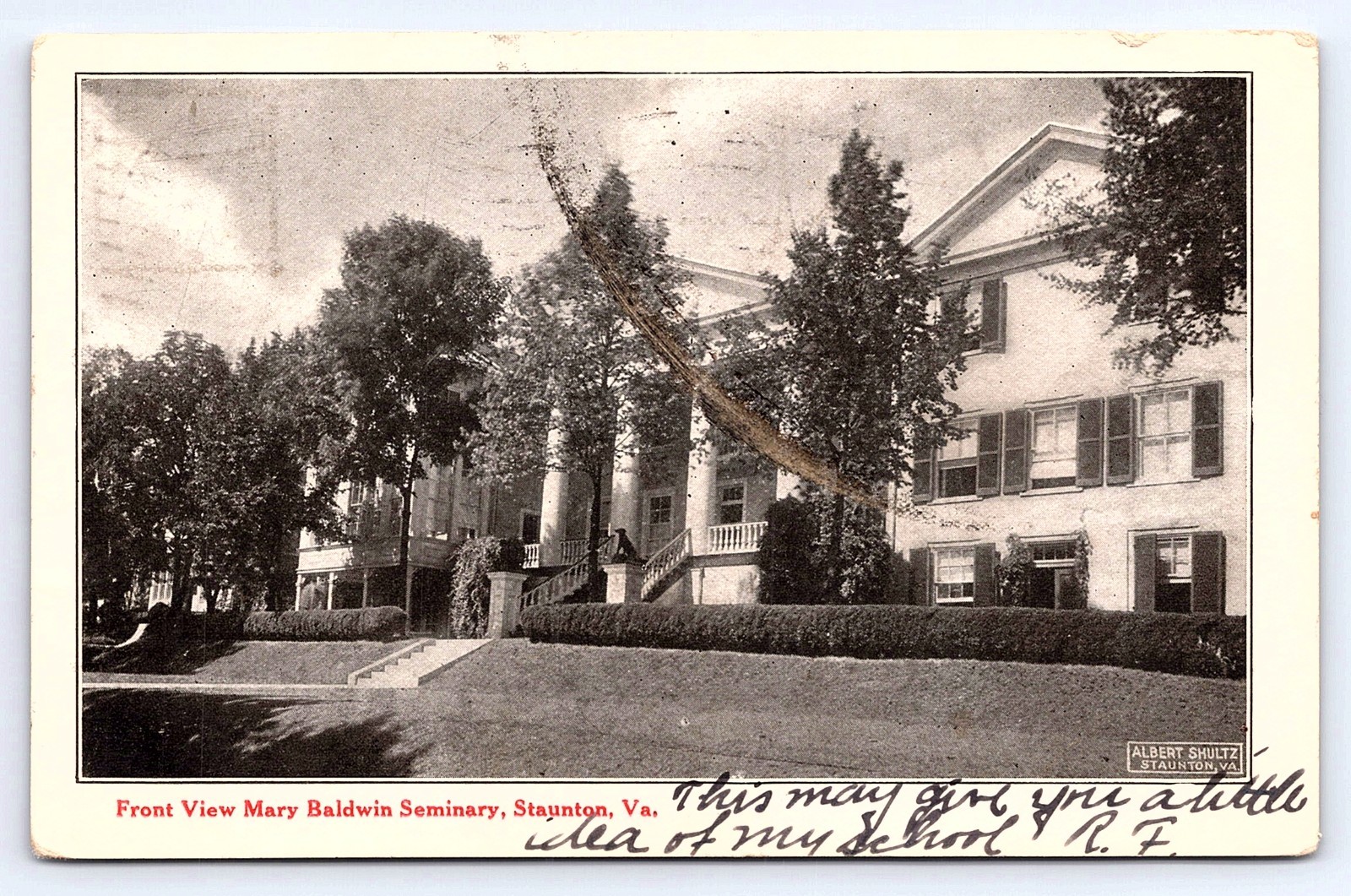 Postcard Staunton Virginia Mary Baldwin Seminary Front View c1906