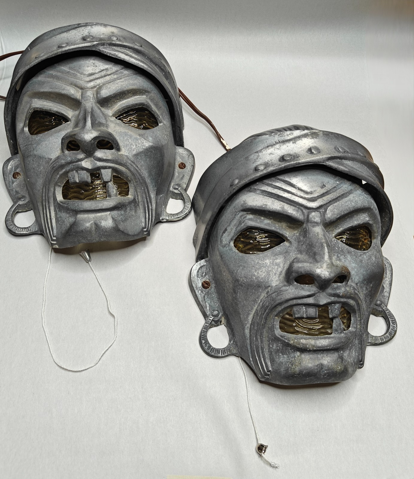 1930's Art Deco Pirate Wall Sconces Coney Island Theater Pair All Original