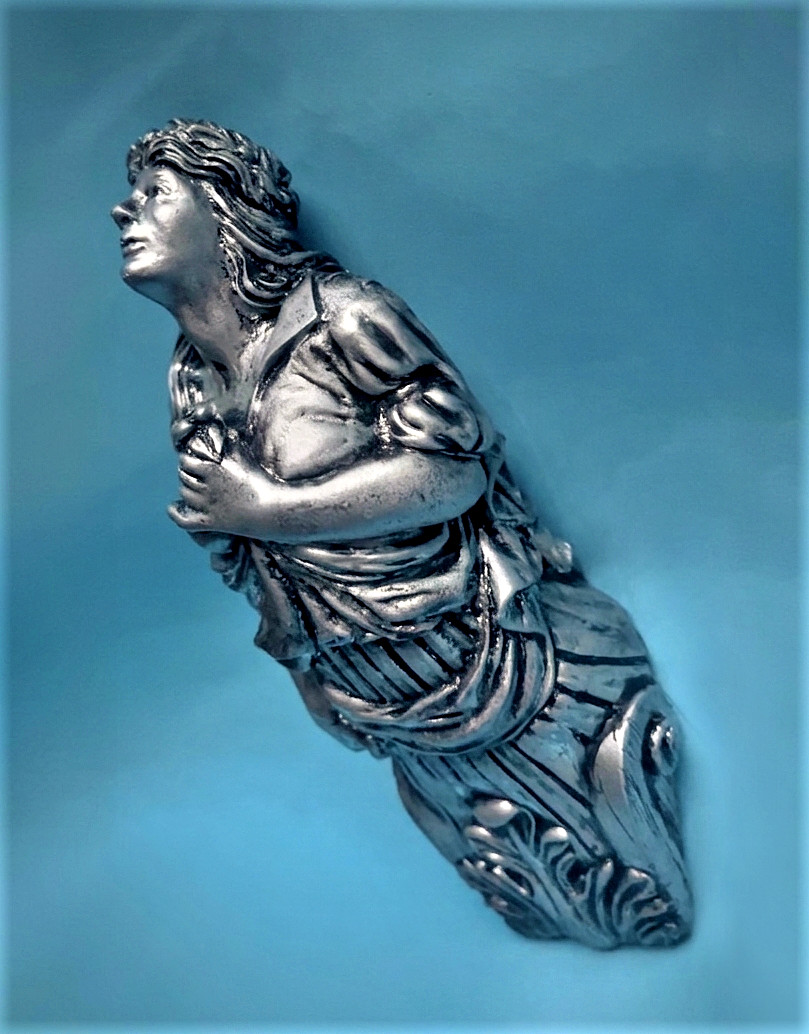 Silver Figurehead Lady with Flower Ship Prow – Nautical Vintage Bust Sea Sailor