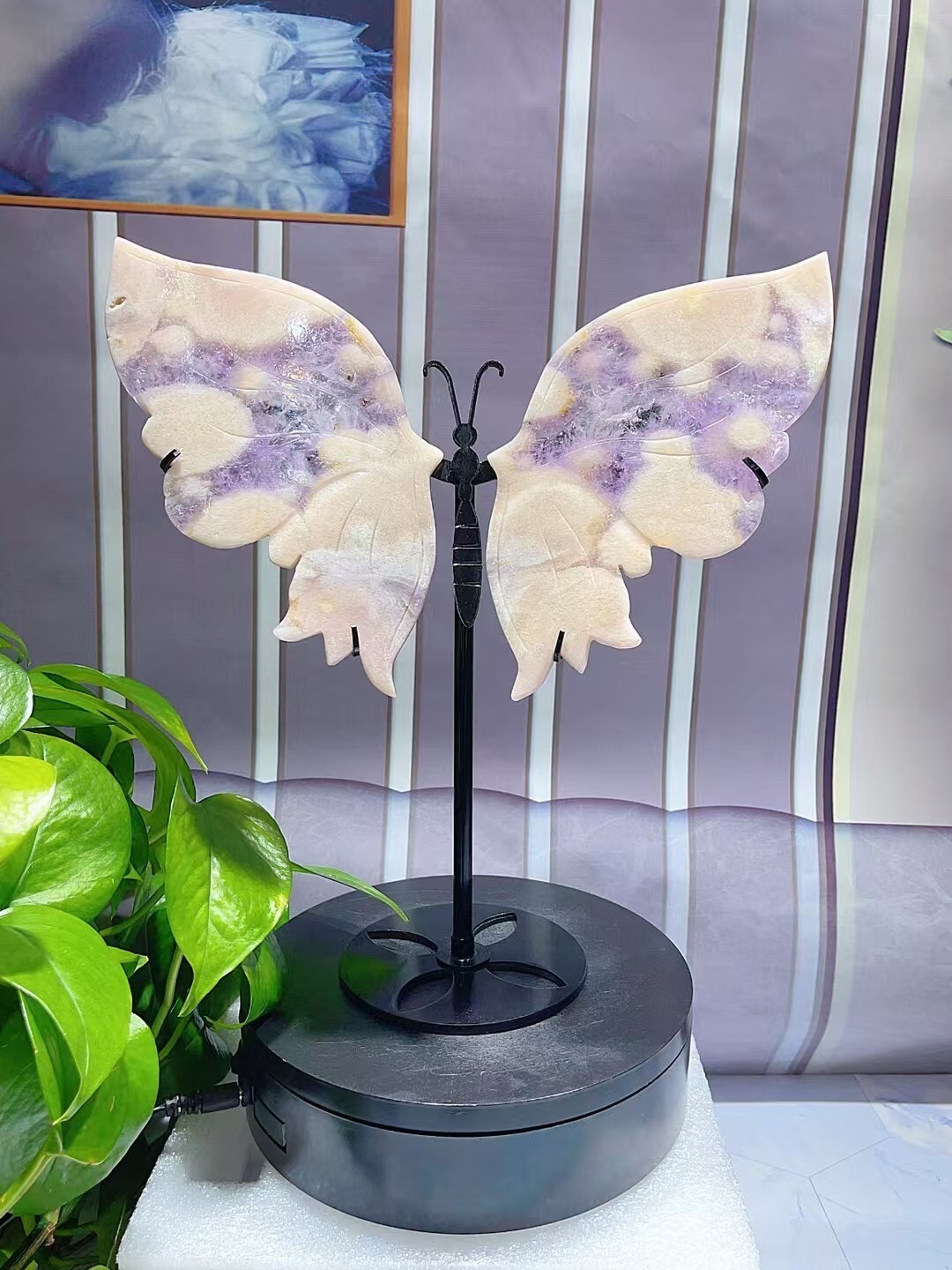 1pc  Natural Cherry agate butterfly wings Crystal wings carving Home decor
