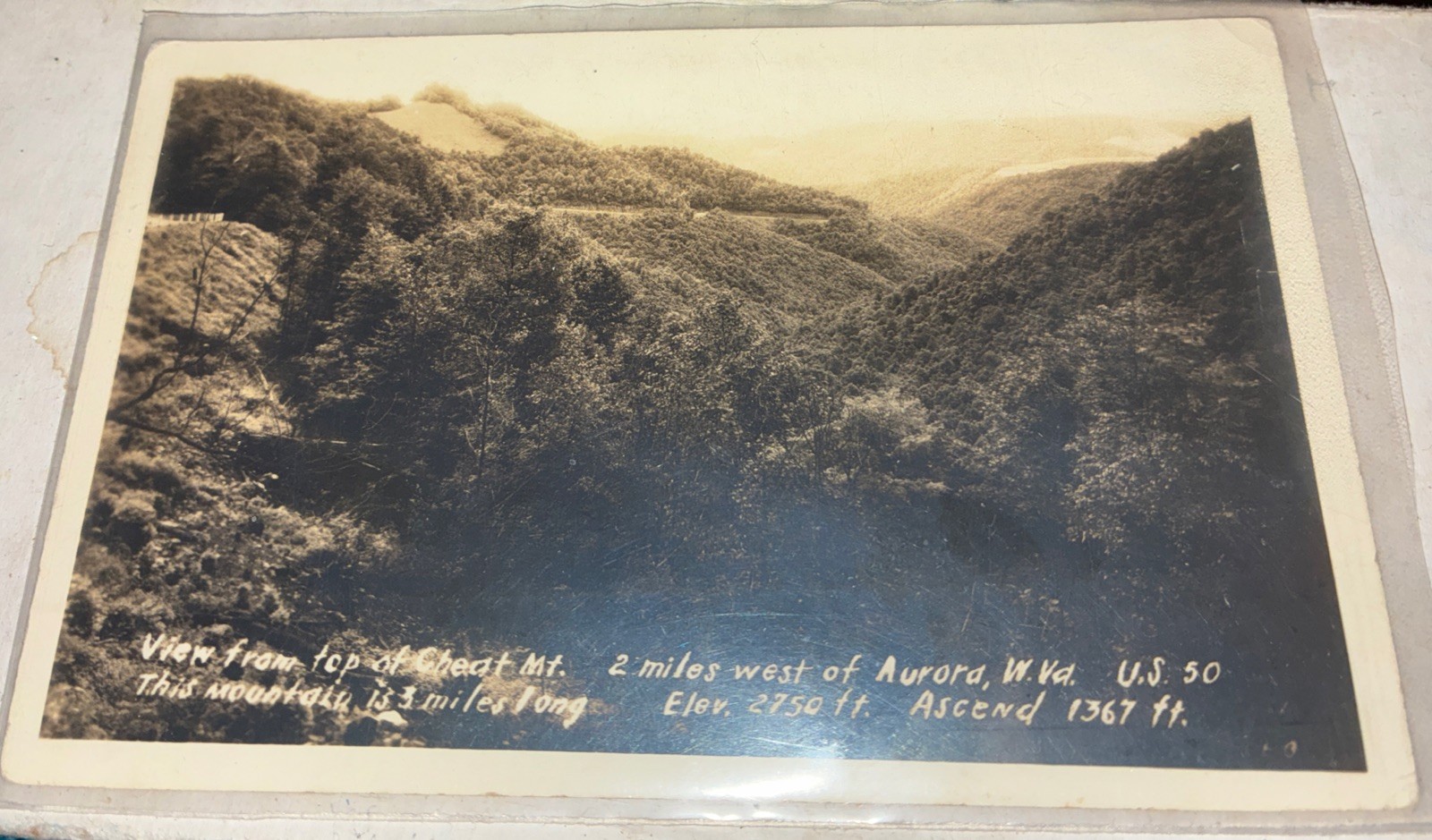 RPPC c1930’s US 50 Cheat Mt., Aurora, W. Va. Vintage Real Photo Postcard