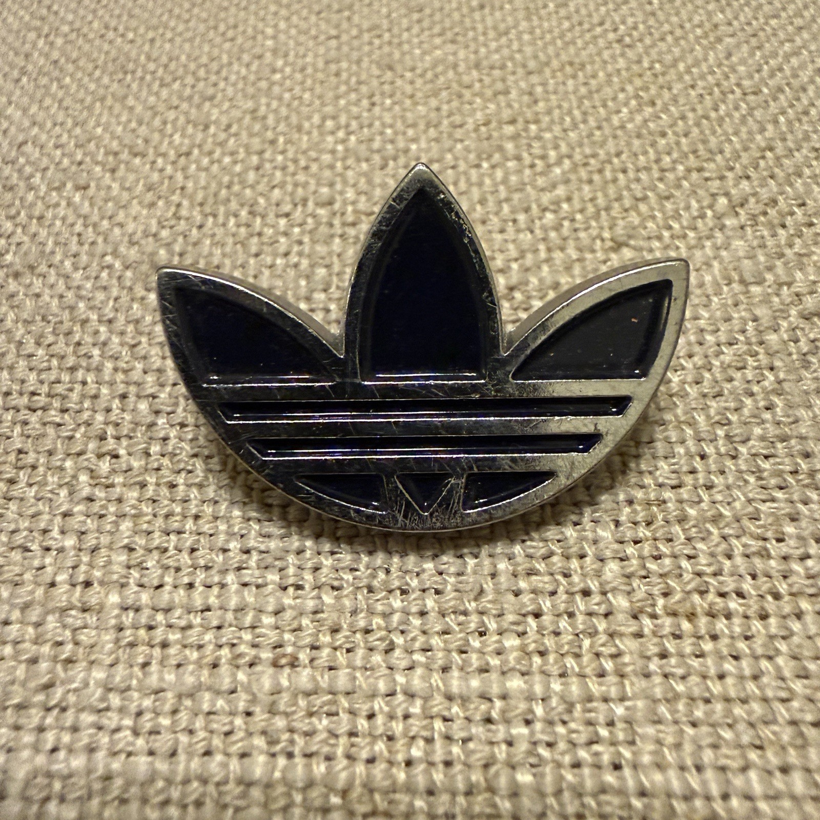 Black/silver ADIDAS Pin 1990s Original Logo 3 Stripes Lapel Collectible