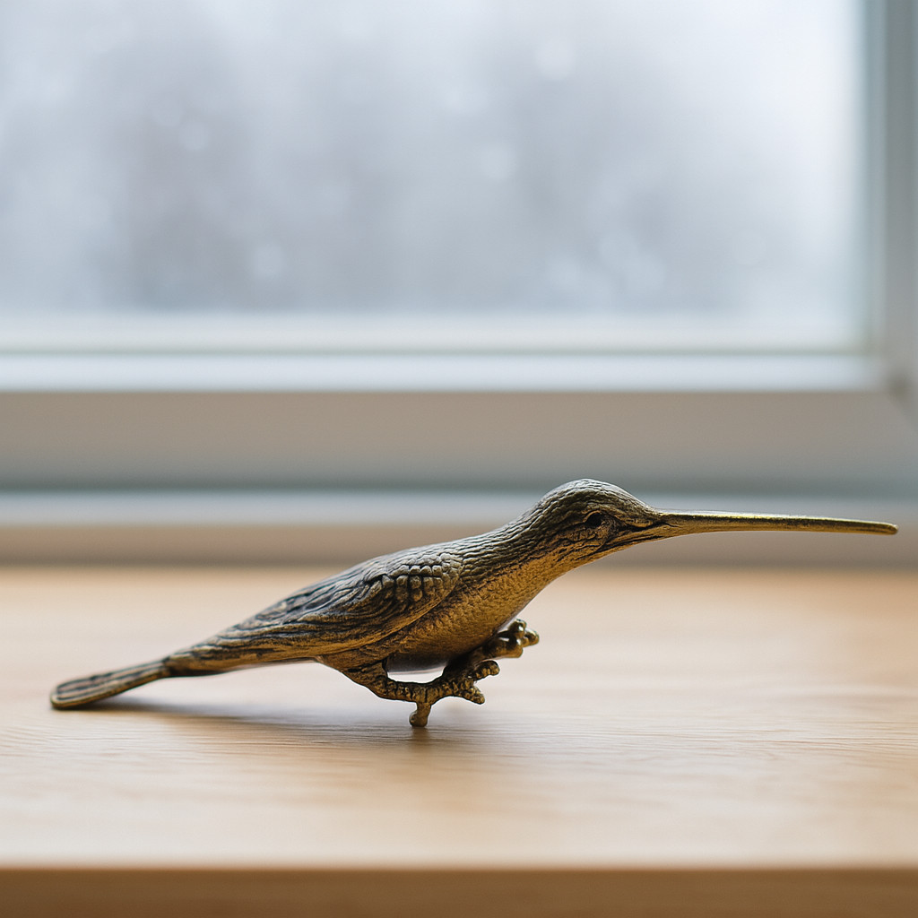 Vintage Bronze Bird Figurine Antique Peruvian Hummingbird Sculpture 1980s 4''