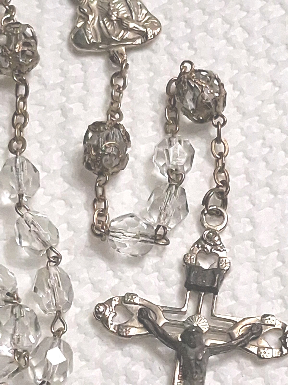Vintage Crystal Rosary Filigree Our Father Beads ROMA Italy