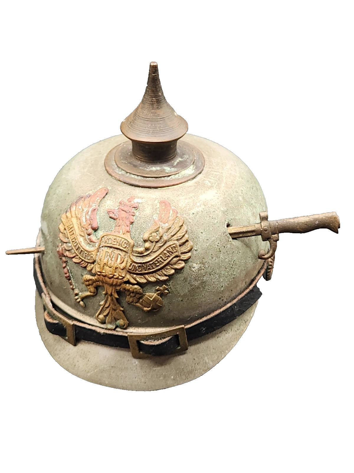German WW1 Prussian M1915 InfantryErsatz Felt Picklelhaube Spiked Helmet-Inkwell