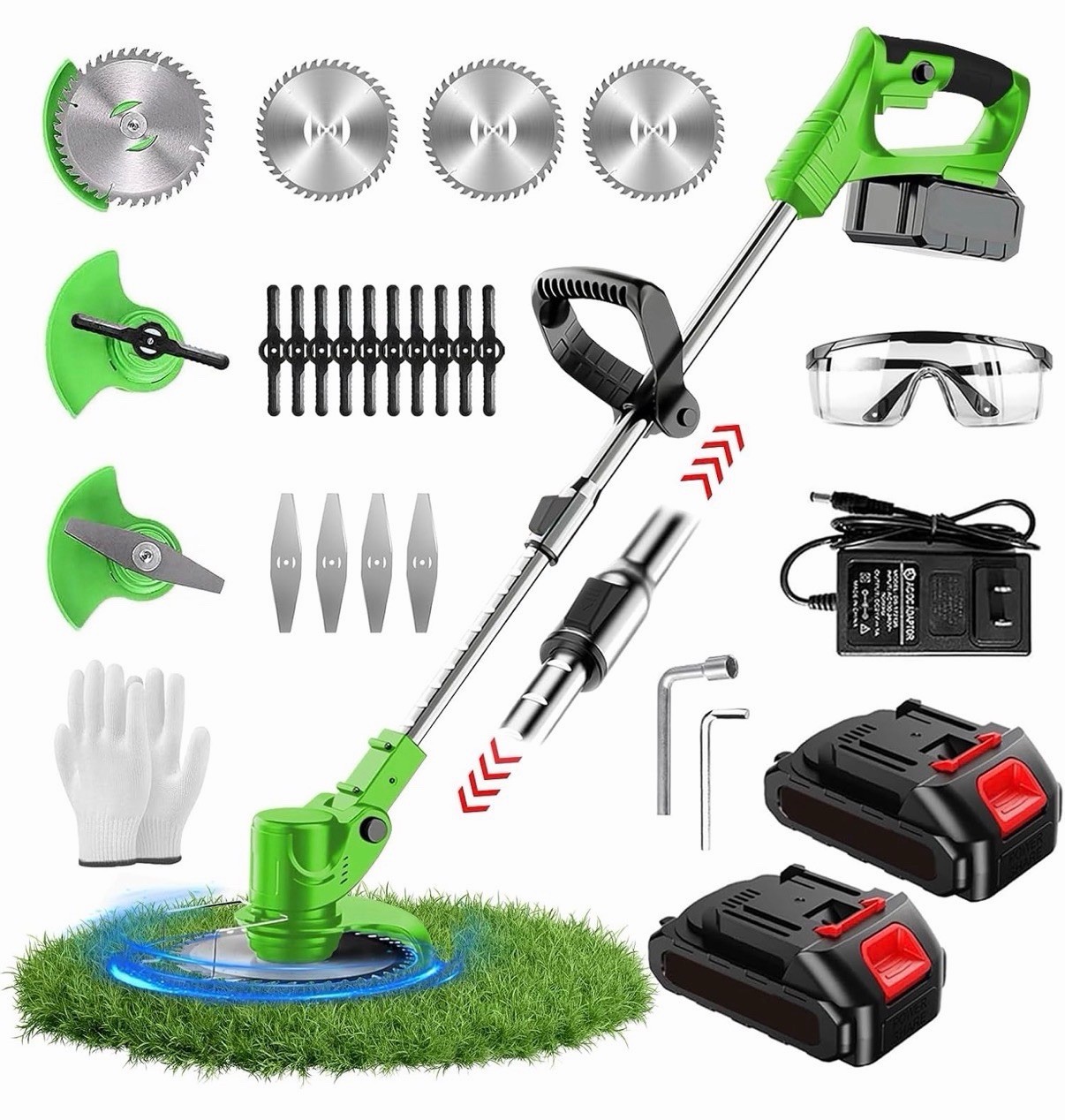 Cordless Weed Wacker Brush Cutter Weed Trimmer with Blade Stringless 21V | 2 ...