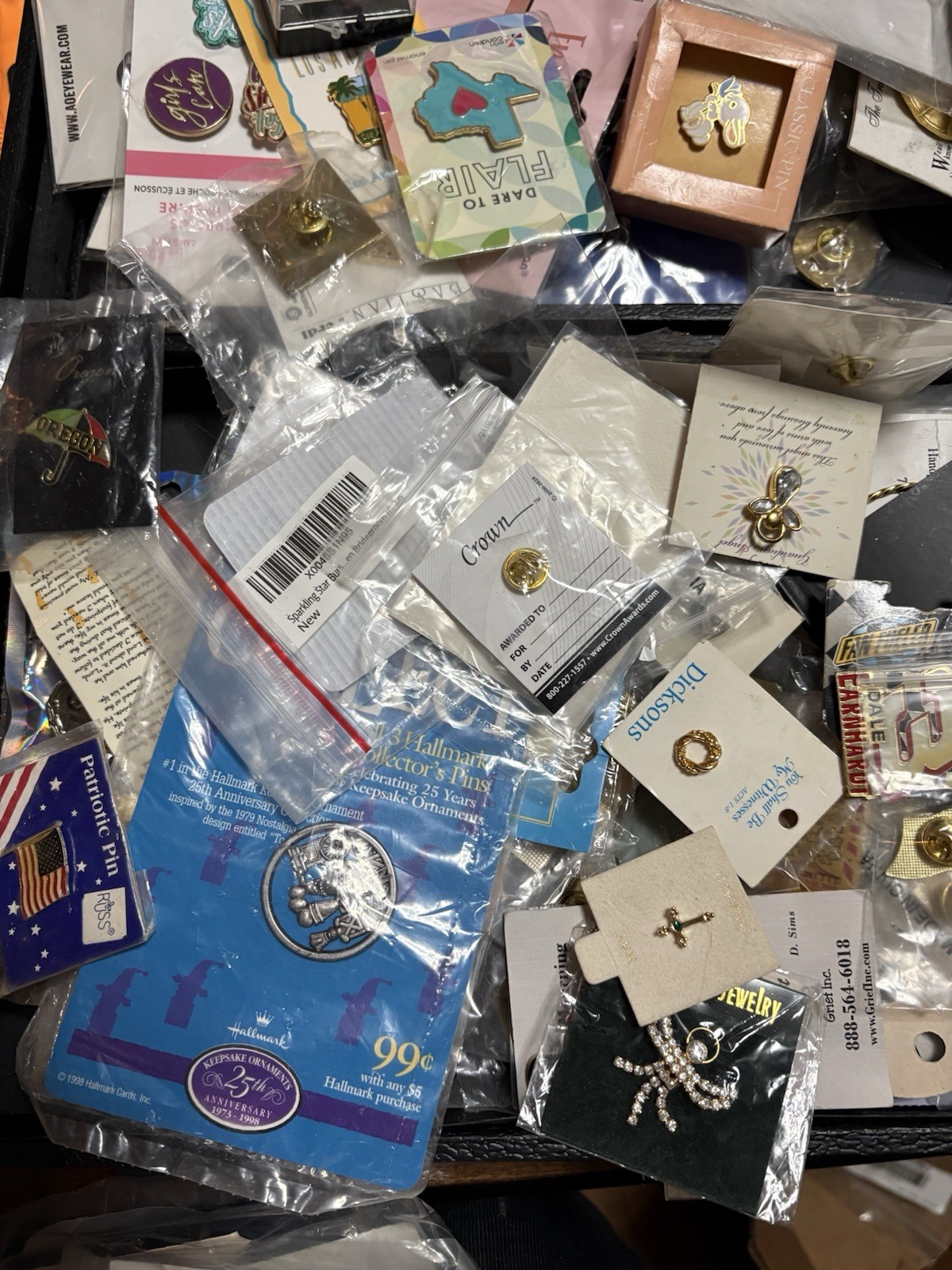 2+Lbs Vintage modern Collectible Enamel Pin Carded Or In Bag New Old Huge Lot