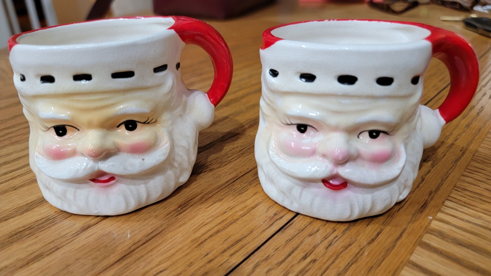 Vintage 1950s Christmas Santa Mug Pair Japan Mid Century Modern MCM