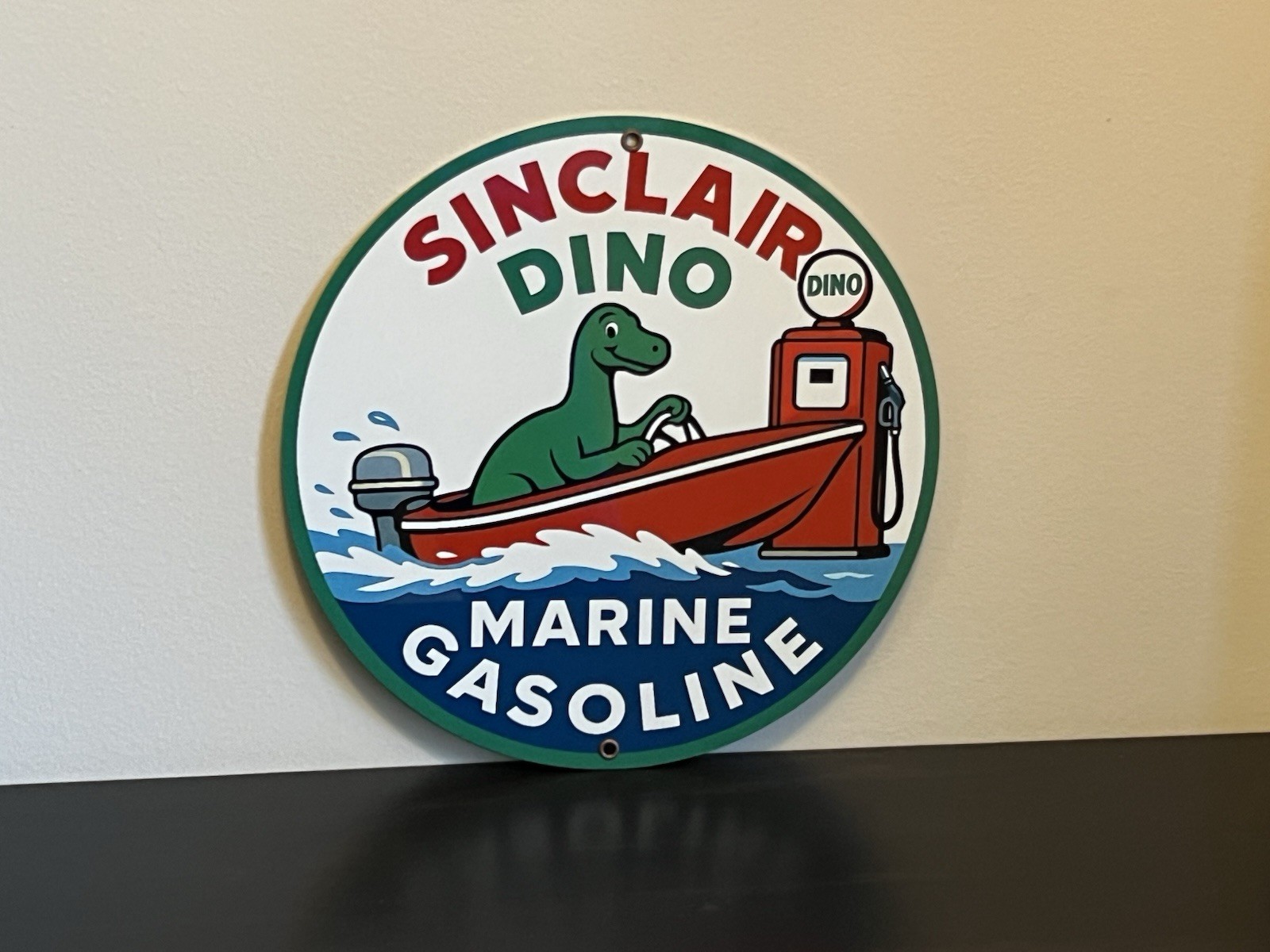 Hi Gloss Sinclair Marine Gasoline   Vintage  Style Metal Sign