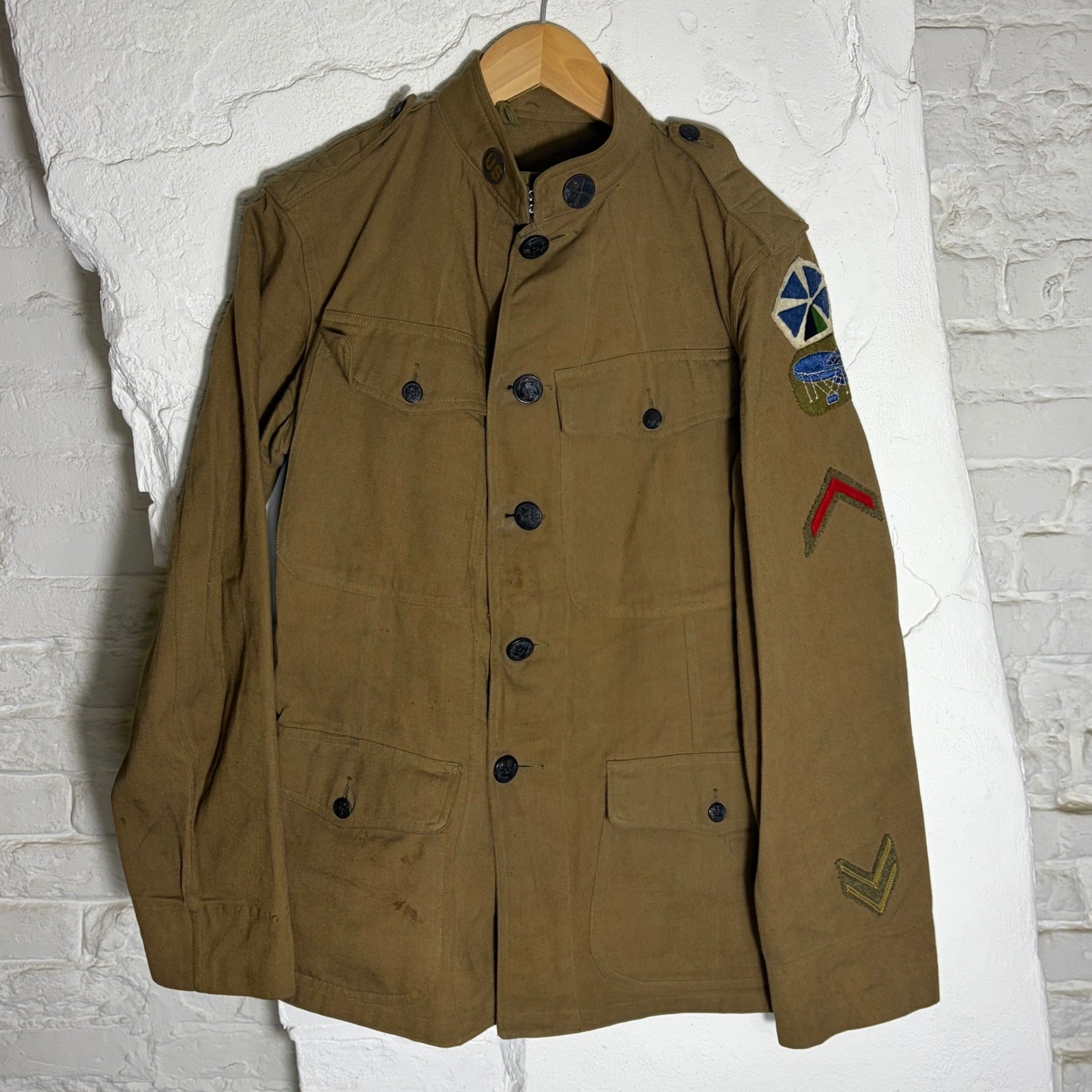 Vintage WWI US Army Signal Balloon Corps M1917 Wool Summer Service Coat Tunic