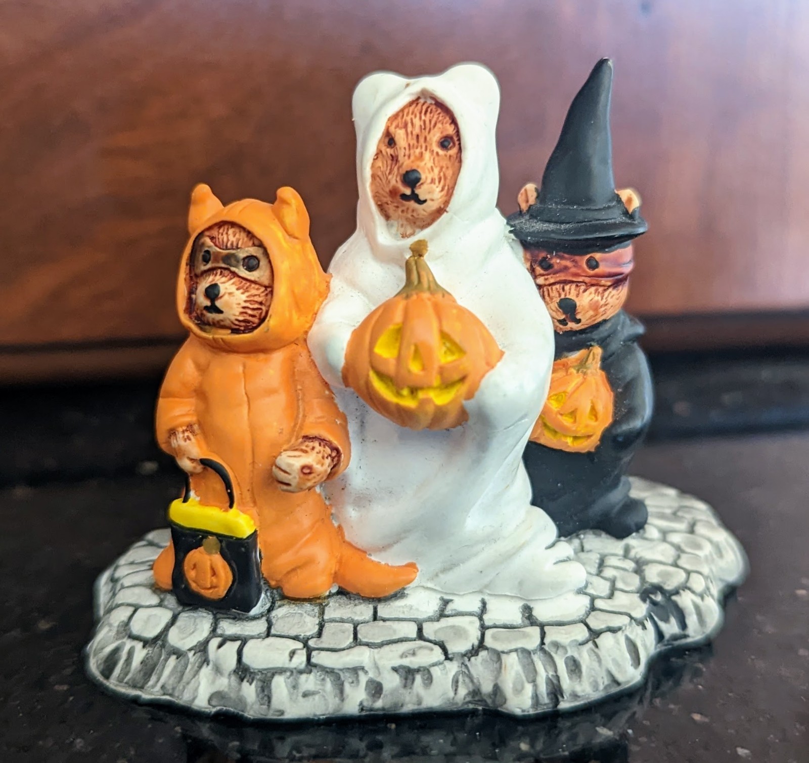 Vintage Schmid Gordon Fraser Halloween Bears Trick Or Treat Ghost Devil Witch
