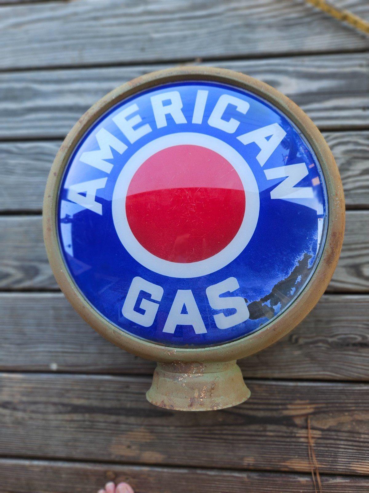 Vintage American Gas Pump Globe Glass Original Service Station Garage Sign