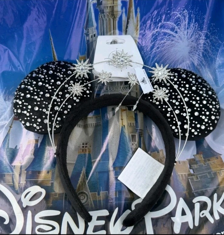 Disney Park 2026 Black Crown Star Rhinestone Celestial Halo Jeweled Minnie Ears