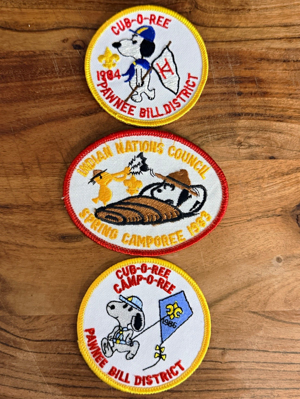 Vintage 1983-1986 Snoopy Boy Scout Patch Lot 84 Cloth Back Oklahoma Rarity Mint