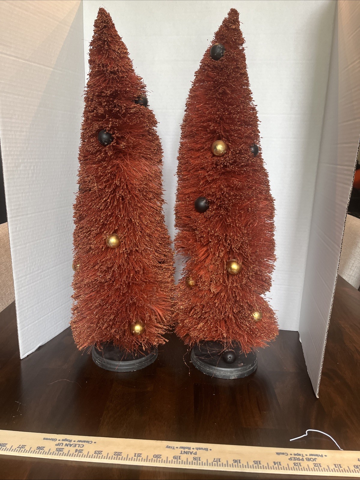 Vintage Halloween Ragon House 24” Large Bottle Brush Trees With Balls RARE**