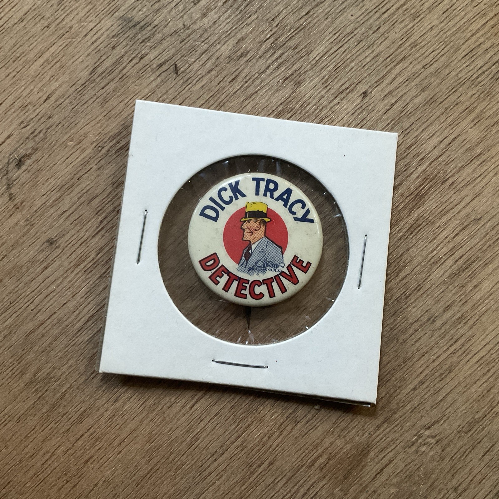 Vintage Dick Tracy Detective Pin Back Button - Detroit Mirror News 1931 1932