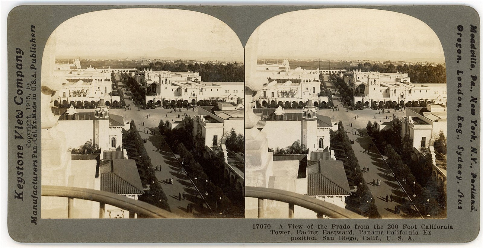 SAN DIEGO STEREOVIEW - PCE Expo - View of the Prado - Keystone c1915