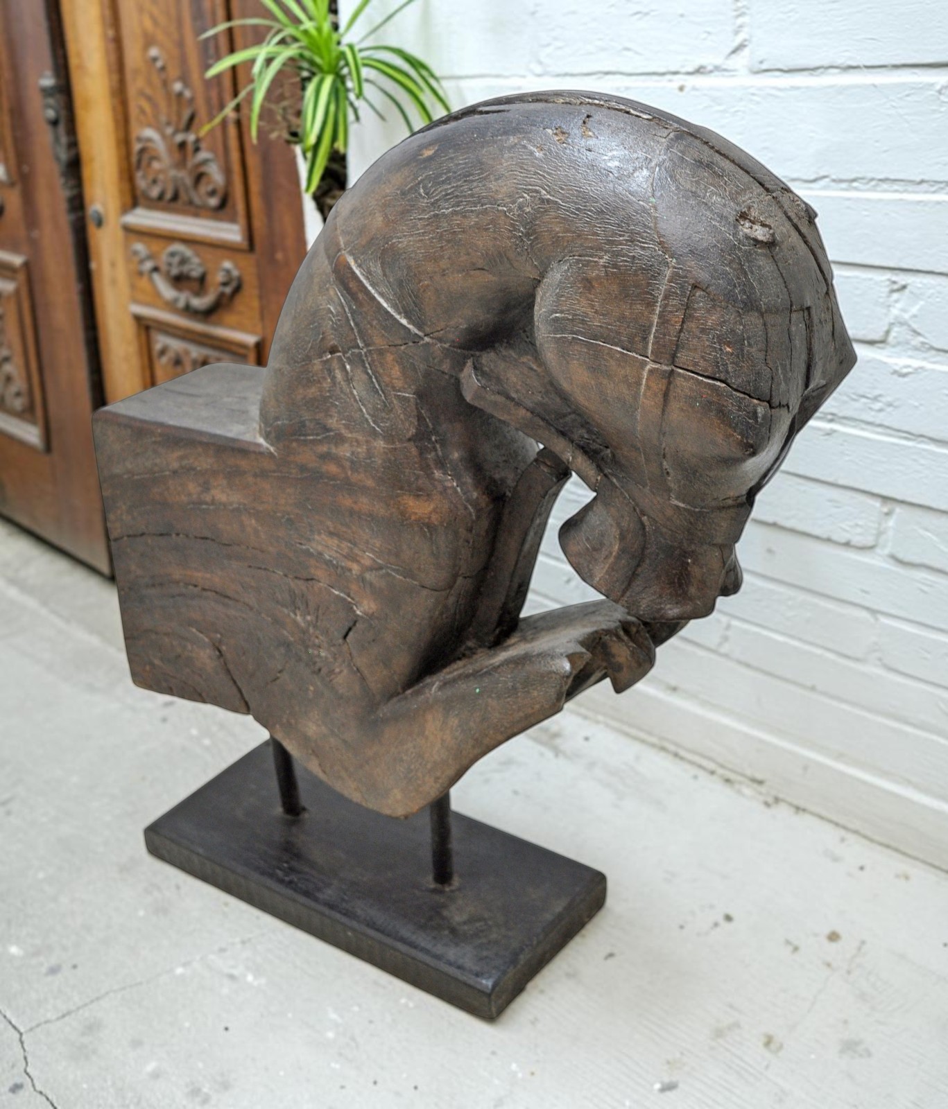Antique Wooden Architectural Horse Head Bust Figurine Original Old Fine Hand Car
