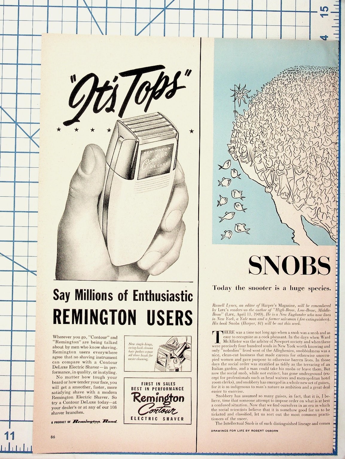 1950s Magazine Article & Ads Lot - Snobs by Russell Lynes, Remington, Ovaltine