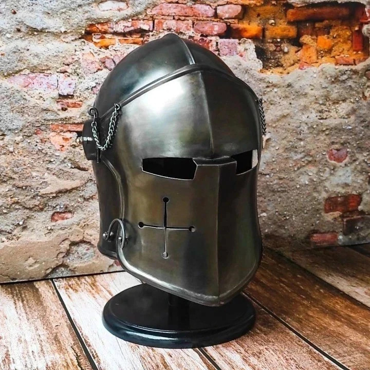 Medieval Barbute Helmet Wearable Steel Knight Armor LARP Roleplay Reenactment