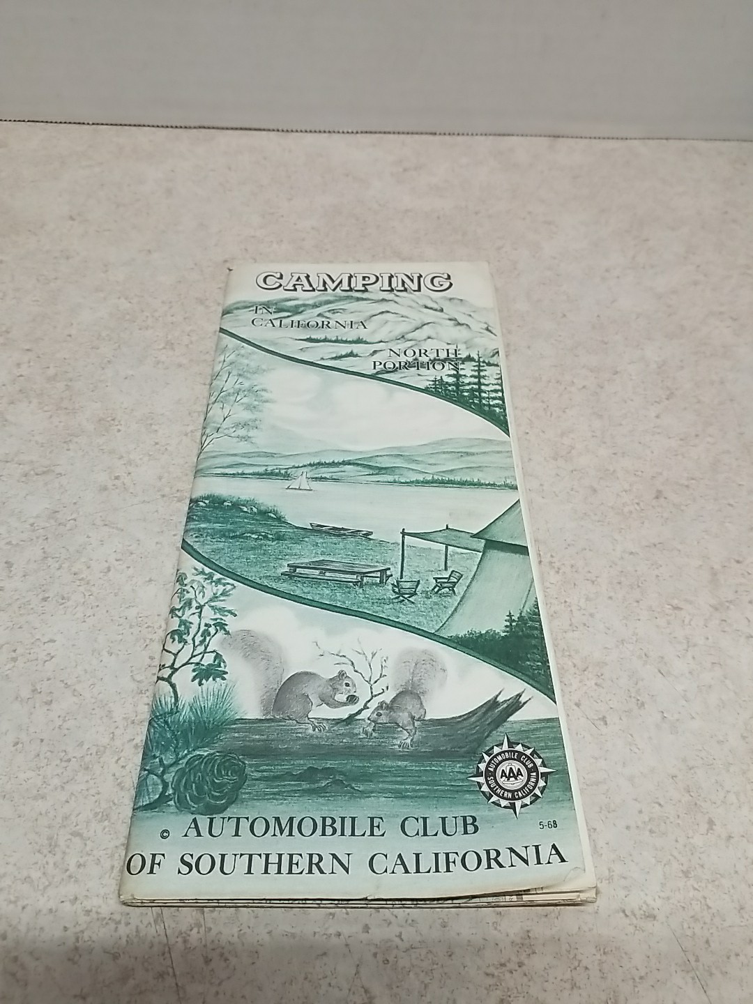 Rare 1968 North California Camping Map Folding Map AAA 5-68