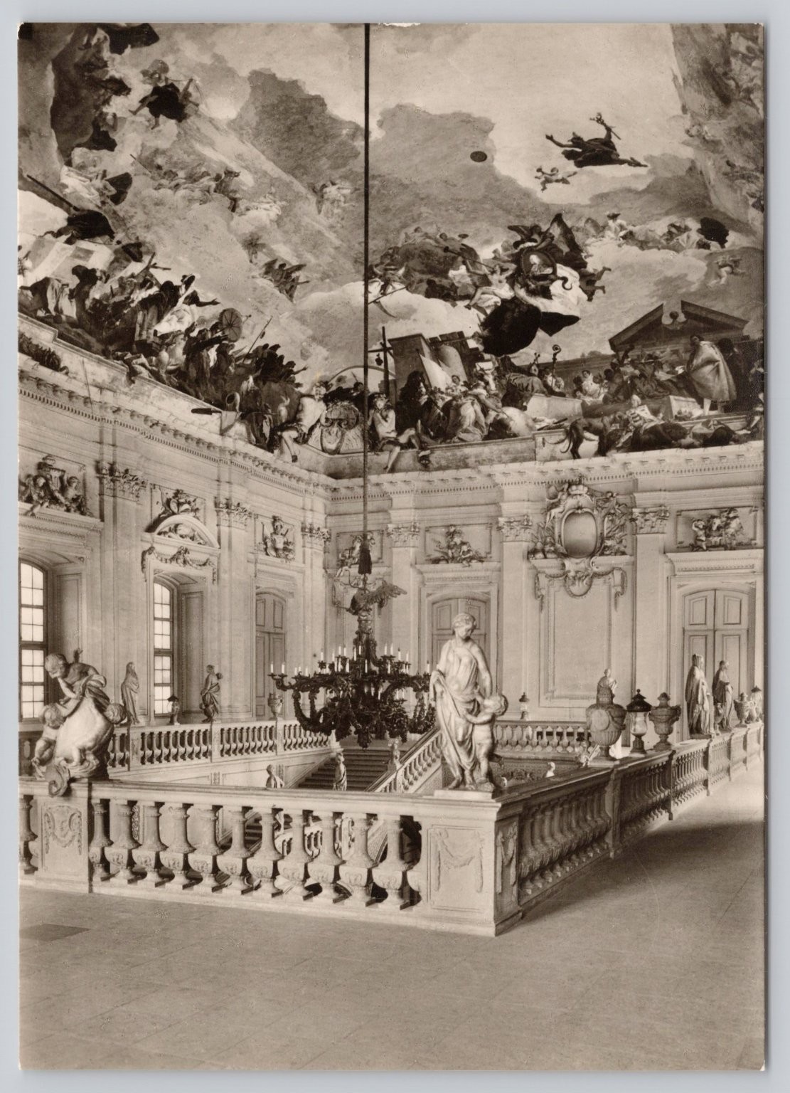 Vintage Würzburg Residenz Staircase Real Photo Postcard by Gundermann RPPC
