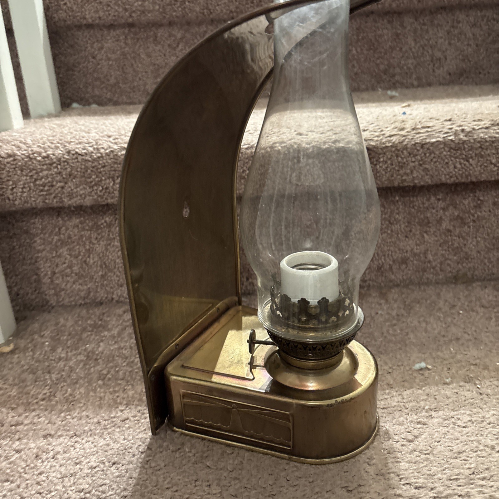Vintage D.H.R. Holland oil lamp kerosene lamp Den Haan Rotterdam brass