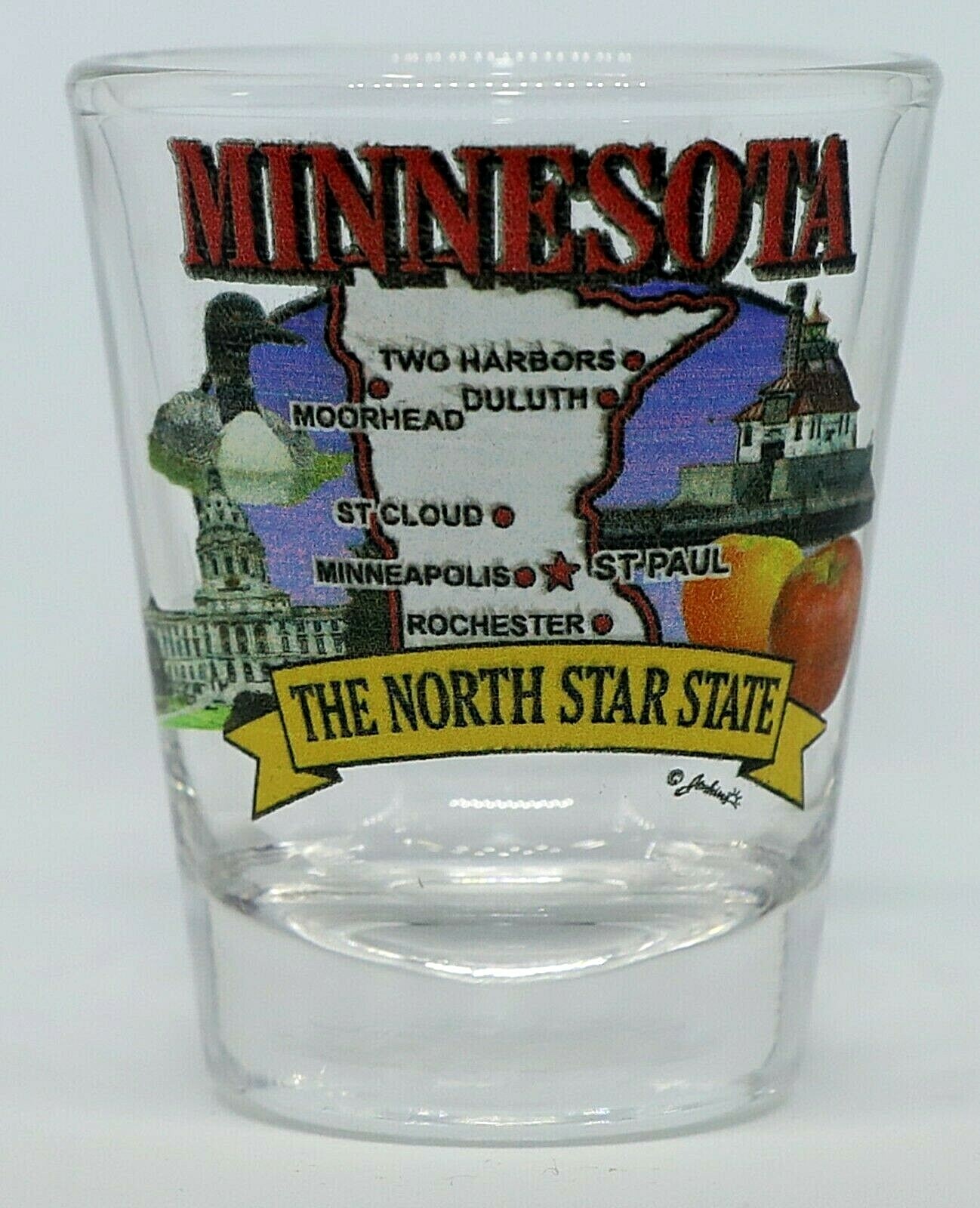 MINNESOTA STATE ELEMENTS MAP SHOT GLASS SHOTGLASS