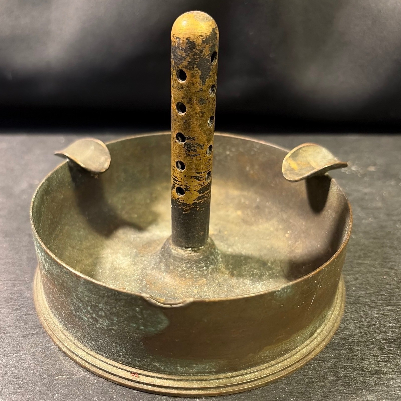 Vintage Brass Trench Art Ashtray Shell Casing Anscom Briefing Room Inscribed