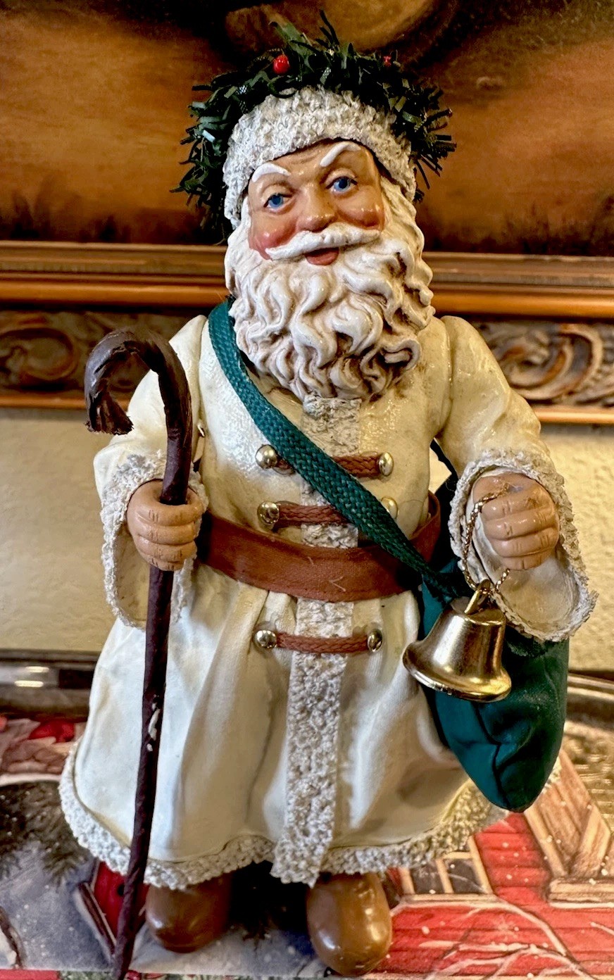 Vintage Clothique By POSSIBLE DREAMS-Outdoor Traveling Santa Ornament-7”H-c 1994