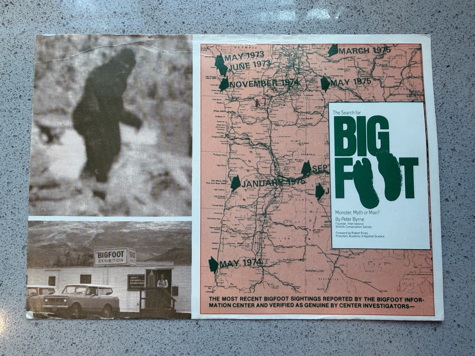 Rare 1975 Peter Byrne Initialed Bigfoot Information Center Postmarked Letter Map