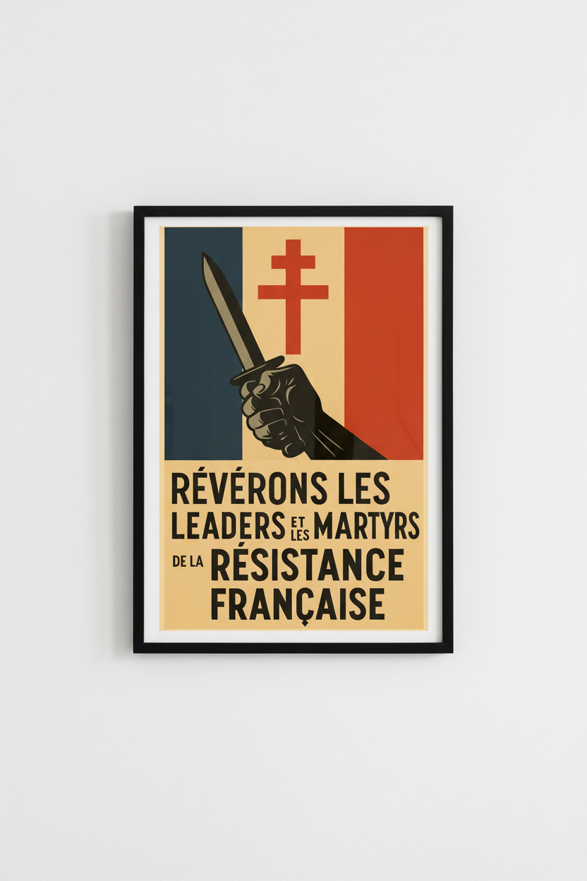 French Resistance WWII Poster - Révérons les Leaders - 24x36 RARE Reprint